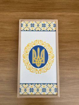 Нарди дерев'яні 50x50 см Нарди Великі "Україна" з кубиками та фішками нр 01 фото