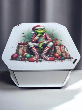 Новорічна коробка Подарункова коробка квадратна (ХДФ) 19x19x10 см. №4 кор04 фото