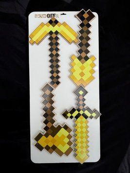 Набір іграшок Minecraft Gold / Майнкрафт Голд 4-в-1: меч, кирка, сокира, лопата майн 02 фото
