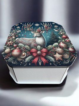 Новорічна коробка Подарункова коробка квадратна (ХДФ) 19x19x10 см. №6 кор06 фото