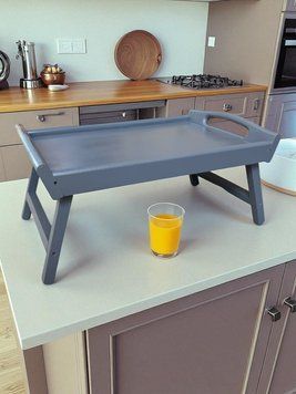 Складаний кавовий столик для сніданку в ліжко сірий 42&times;28&times;17 см №4 ККН026 фото