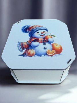 Новорічна коробка Подарункова коробка квадратна (ХДФ) 19x19x10 см. №14 кор14 фото
