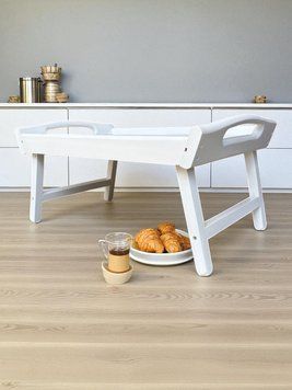 Складаний кавовий столик для сніданку в ліжко білий 42&times;28&times;17 см №5 ККН027 фото