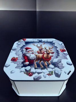 Новорічна коробка Подарункова коробка квадратна (ХДФ) 19x19x10 см. №17 кор17 фото